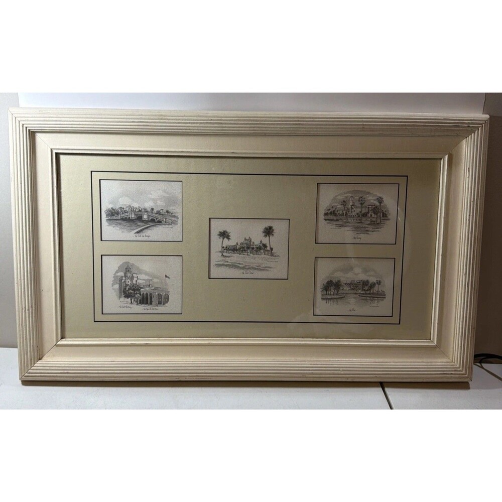 Vintage St Petersburg FL Landmark Prints H Ulrich 1989 Framed Collage